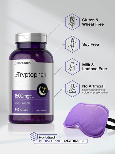 Horbäach L Triptofano 1500mg Cápsulas | Contagem 240 | Fórmu - Imagem 3