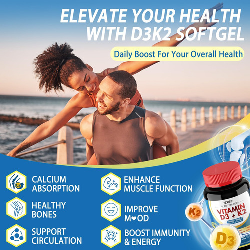 Vitamina D3 K2 -vitamin Diu E K2 (mk -7) 200mcg, Magnésio, Ô - Imagem 5