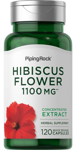 Flores De Hibisco Piping Rock 1100 Mg | 120 Cápsulas | Extra