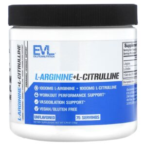 EVLution Nutrition, L-Arginina + L-Citrulina, Sem Sabor, 150 g (5,29 oz)