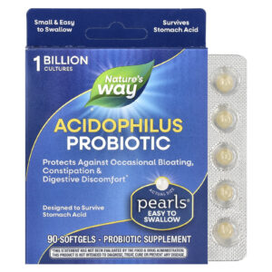 Natures Way Pérolas de Probióticos Acidophilus 1 Bilhão de UFCs 90 Cápsulas Softgel