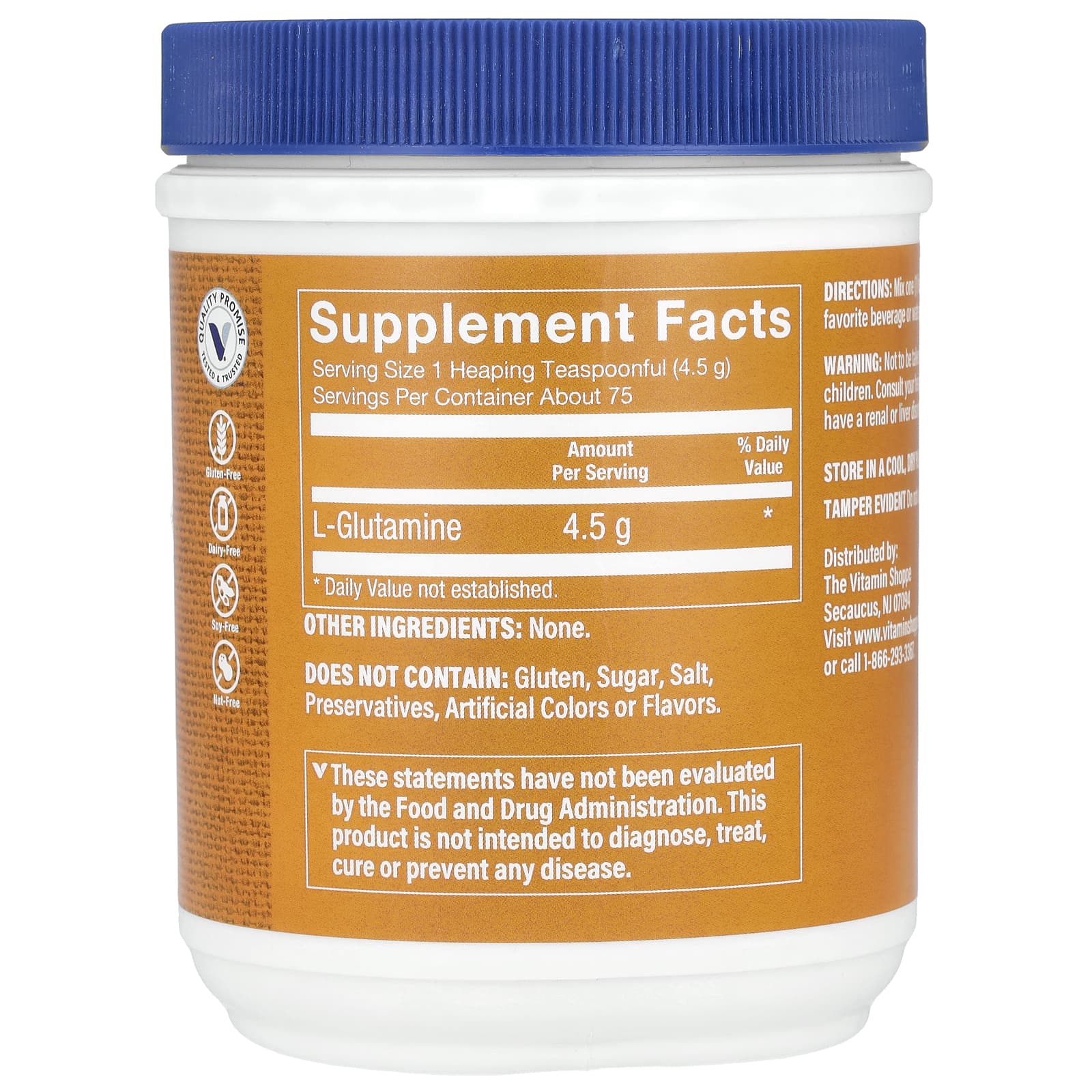 The Vitamin Shoppe L-Glutamina em Pó 340 g (12 oz) - Imagem 2