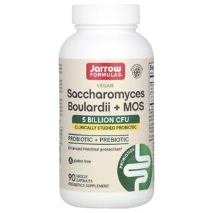 Jarrow Formulas Saccharomyces Boulardii Vegano + MOS 5 Bilhões de UFCs 90 Cápsulas Vegetais