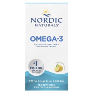 Nordic Naturals Ômega-3 Limão Saboroso 120 Cápsulas Softgel (345 mg por Cápsula Softgel)