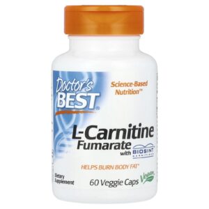 Doctor's Best, Fumarato de L-carnitina com Biosint Carnitine, 60 Cápsulas Vegetais (500 mg por Cápsula Vegetal)