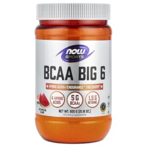 NOW Foods Sports BCAA Big 6 Melancia 600 g (2116 oz)