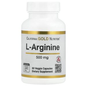 California Gold Nutrition, L-arginina, 500 mg, 60 Cápsulas Vegetais