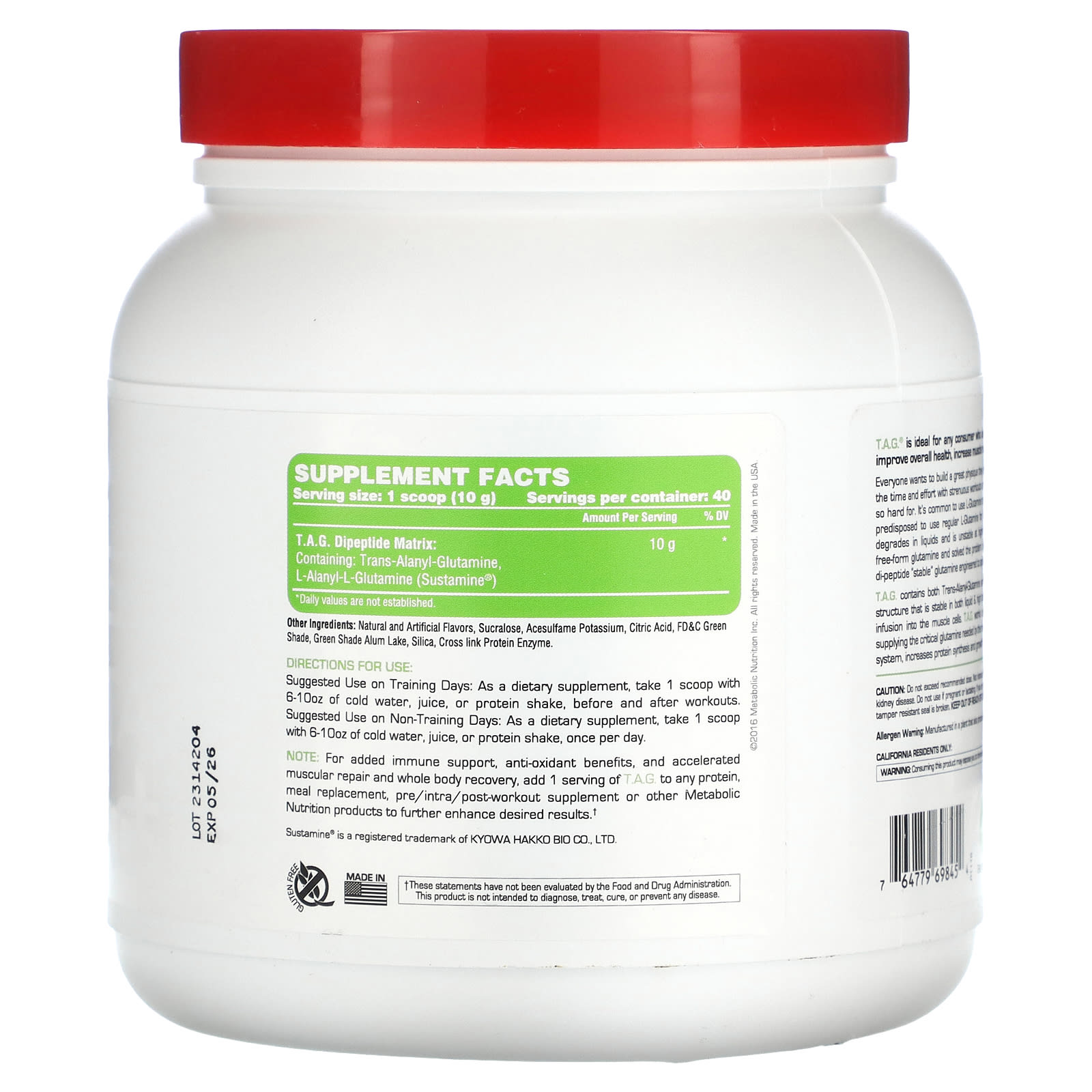 Metabolic Nutrition TAG Maçã Verde 400 g - Imagem 2