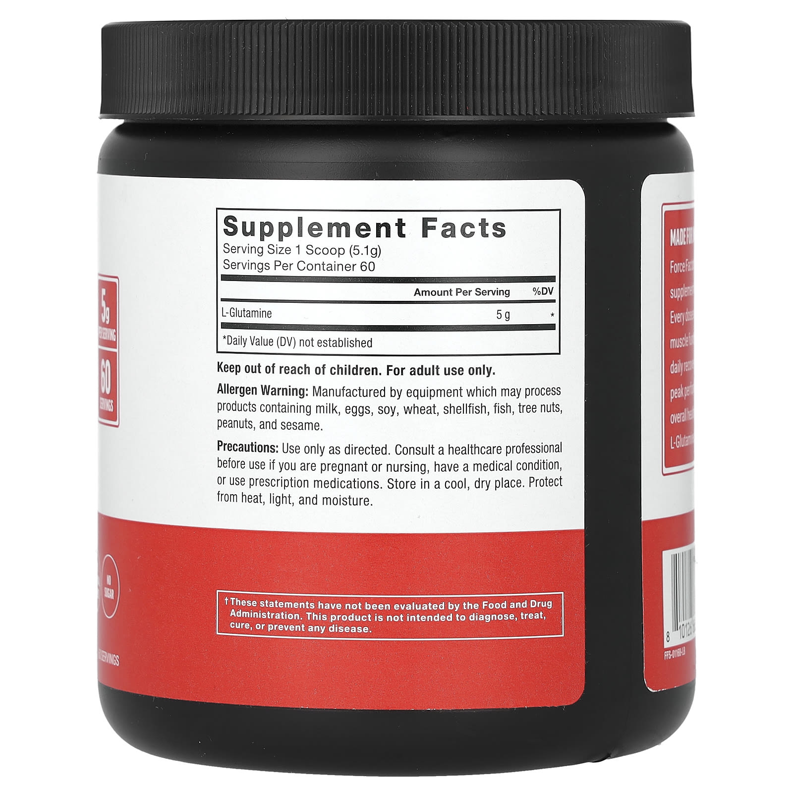 Force Factor L-Glutamina em Pó Sem Sabor 306 g (108 oz) - Imagem 2