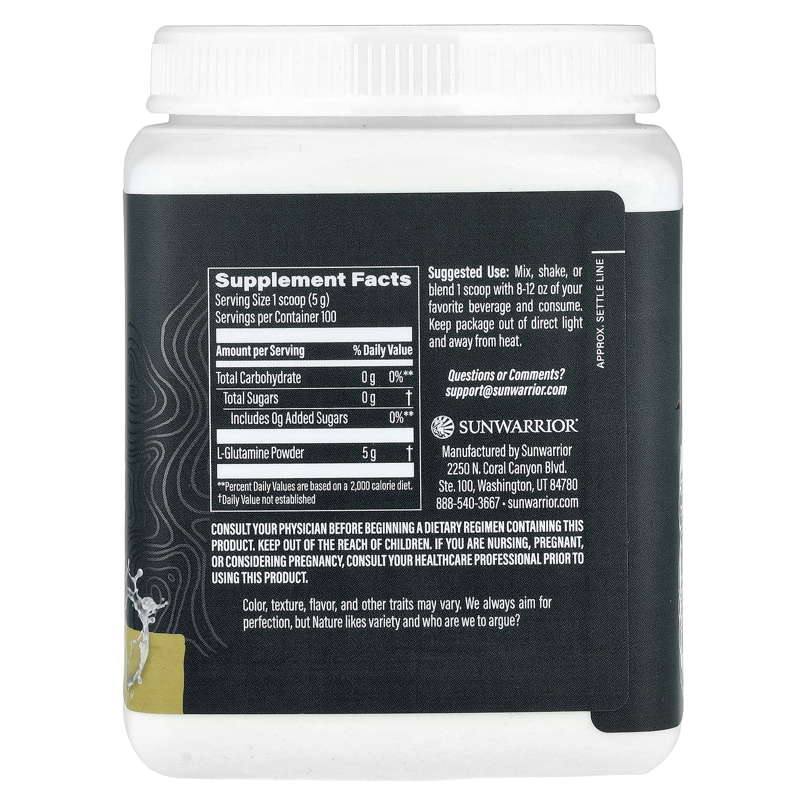 Sunwarrior Sport Glutamina Ativa Sem Sabor 500 g (11 lb) - Imagem 2