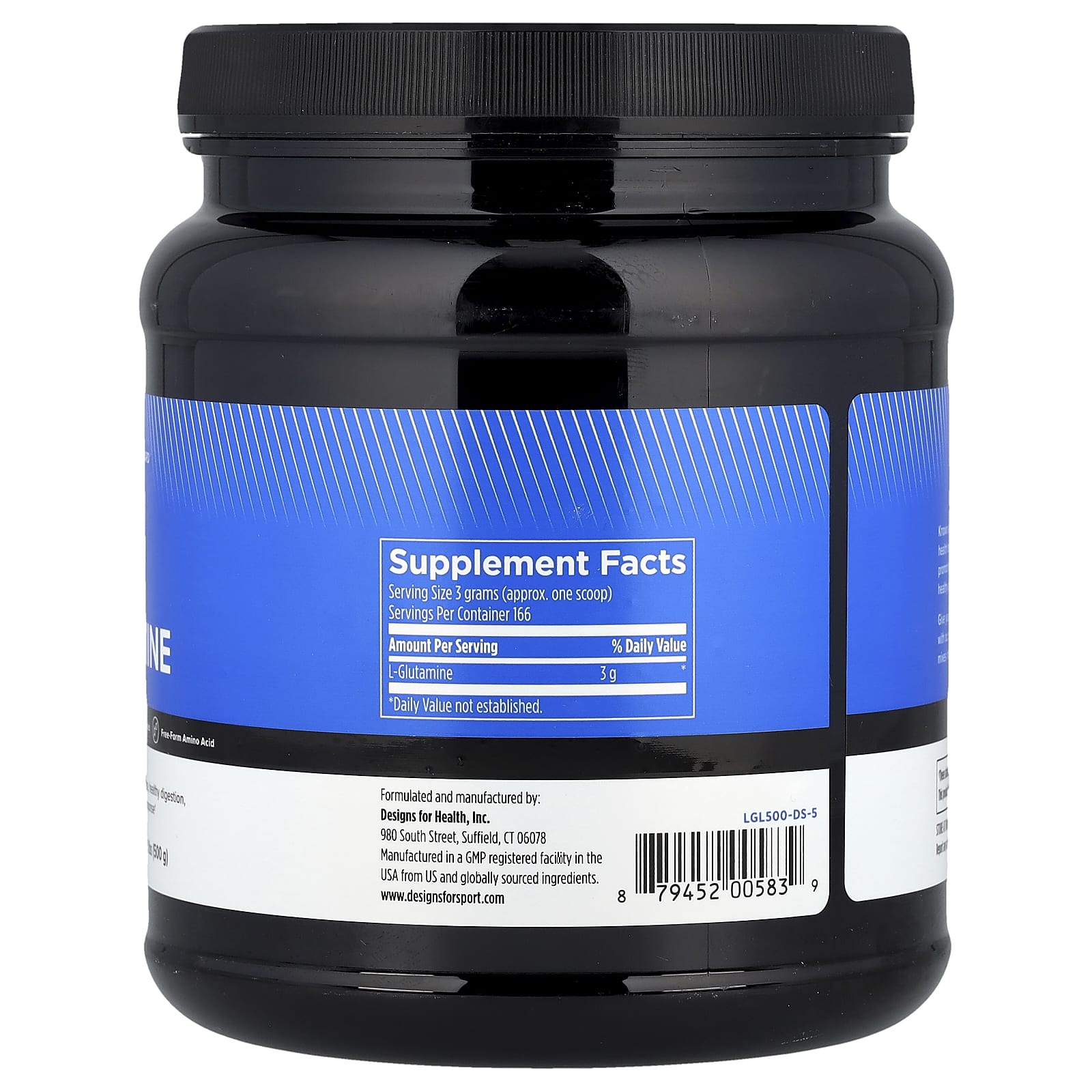 Designs For Health L-Glutamina 500 g (11 lb) - Imagem 2