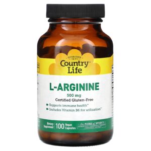 Country Life L-Arginina 500 mg 100 Cápsulas Veganas