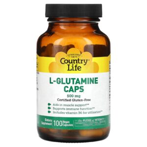 Country Life Cápsulas de L-glutamina 500 mg 100 Cápsulas Veganas
