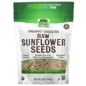 NOW Foods Real Food Sementes de Girassol Cruas Orgânicas Sem Sal 16 oz (454 g)