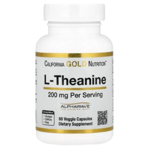 California Gold Nutrition, L-teanina, com AlphaWave®, 200 mg, 60 Cápsulas Vegetais