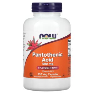 NOW Foods Ácido Pantotênico 500 mg 250 Cápsulas Vegetais