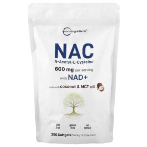 Micro Ingredients, NAC com NAD+, 300 Cápsulas Softgel