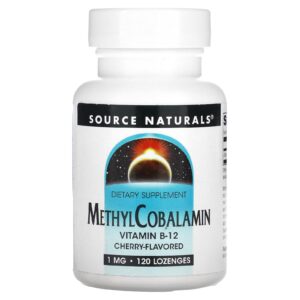 Source Naturals Mecobalamina com Vitamina B12 Cereja 1 mg 120 Pastilhas