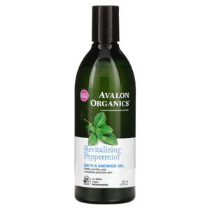 Avalon Organics Gel de Banho e Ducha Hortelã Revitalizante frasco de 12 oz (355 ml)