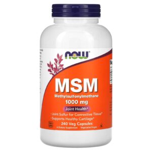 NOW Foods MSM Metilsulfonilmetano 1.000 mg 240 Cápsulas Vegetais