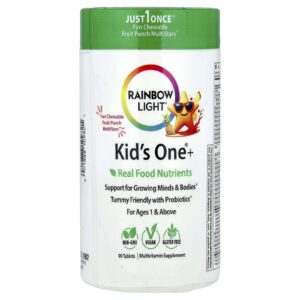 Rainbow Light Kids One®+ Para Idades a Partir de 1 Ano Ponche de Frutas 90 Comprimidos