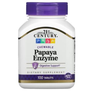 21st Century Enzima de Mamão Mastigável 100 Comprimidos