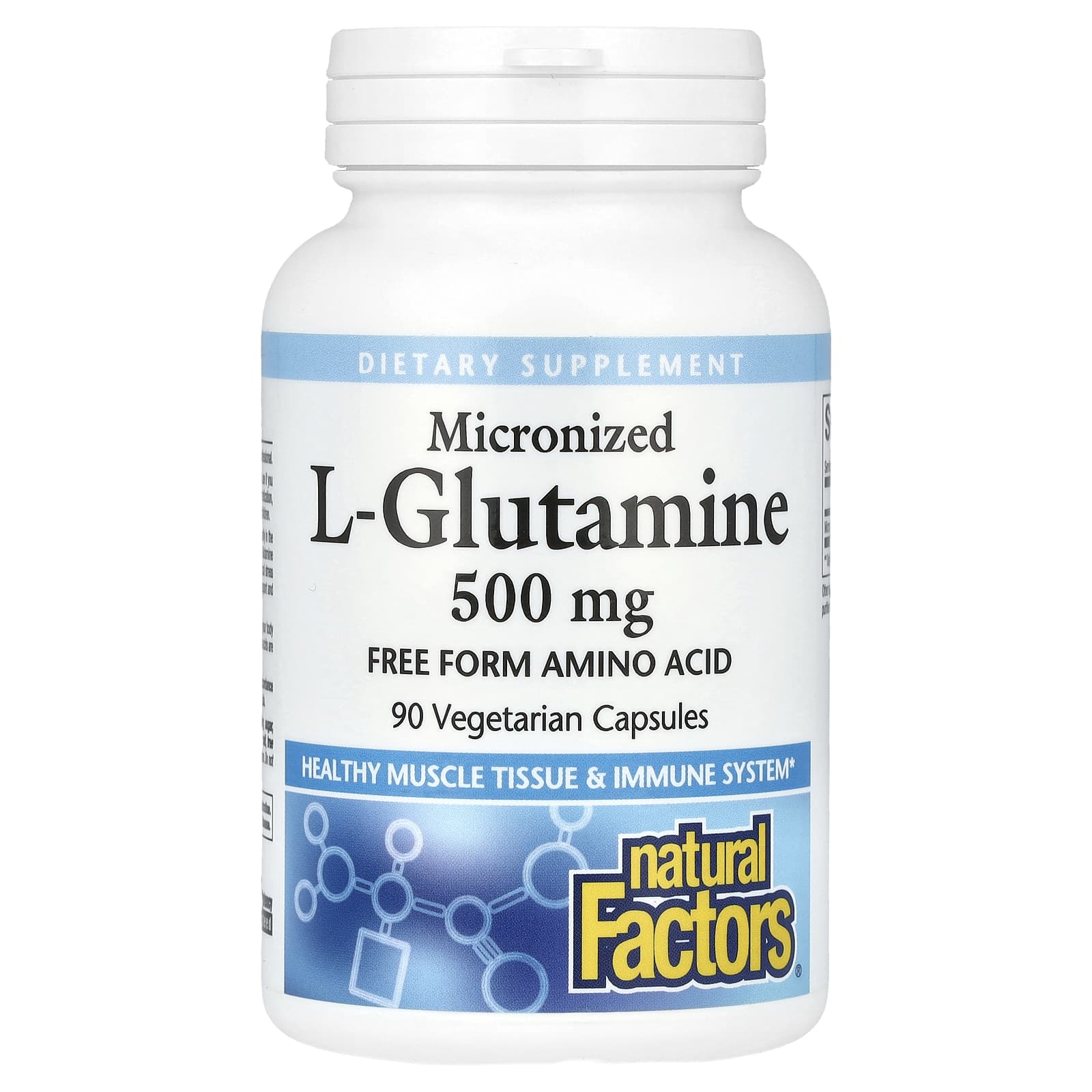 Natural Factors L-Glutamina micronizada 500 mg 90 Cápsulas Vegetarianas