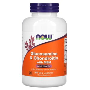 NOW Foods Glicosamina e Condroitina com MSM 180 Cápsulas Vegetais