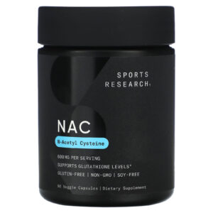 Sports Research, NAC, N-Acetil-Cisteína, 600 mg, 90 Cápsulas Vegetais
