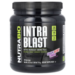 NutraBio Intra Blast Combustível de Aminoácidos durante o Intraexercício Mistura de Uva e Frutos Silvestres 716 g (158 lb)