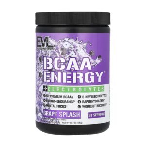 EVLution Nutrition Eletrólitos BCAA Energy Plus Splash de Uva 345 g (122 oz)