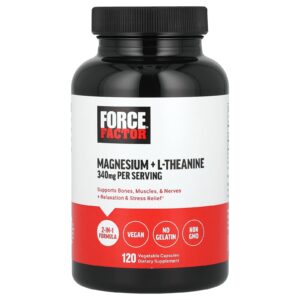 Force Factor Magnésio + L-Theanine 120 Cápsulas Vegetais