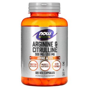 NOW Foods, Sports, Arginina e Citrulina, 120 Cápsulas Vegetais