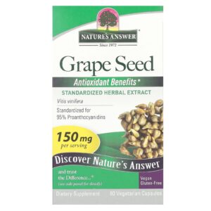 Natures Answer Semente de Uva 150 mg 60 Cápsulas Vegetarianas