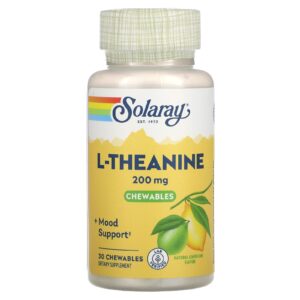 Solaray L-Theanine Limão-siciliano Natural 200 mg 30 Cápsulas Mastigáveis