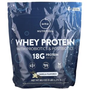 MRM Nutrition Proteína Whey com Probióticos e Pós-bióticos Baunilha 2.270 g (801 oz)