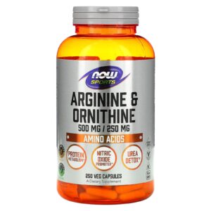 NOW Foods Sports Arginina e Ornitina 250 Cápsulas Vegetais