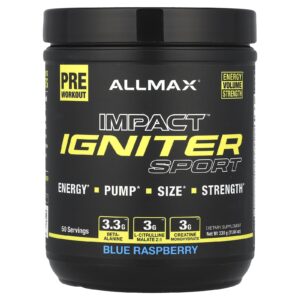 ALLMAX Impact™ Igniter Sport Pré-Treino Framboesa Azul 330 g (1164 oz)