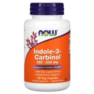NOW Foods Indole-3-Carbinol 200 mg 60 Cápsulas Vegetais