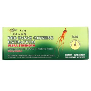 Prince of Peace Extrato de Panax ginseng Vermelho Ultrapotência 400 mg 30 Frascos 10 cc (034 fl oz) Cada