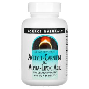 Source Naturals Acetil L-Carnitina e Ácido Alfa-Lipoico 650 mg 60 Comprimidos