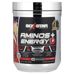 SIXSTAR Elite Series Aminos + Energy Ponche de Frutas 207 g (729 oz)