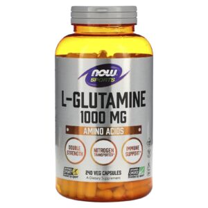 NOW Foods, Sports, L-Glutamina, 1.000 mg, 240 Cápsulas Vegetais