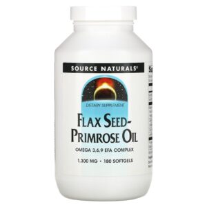 Source Naturals Óleo de Semente de Linhaça e Prímula 180 Cápsulas Softgel