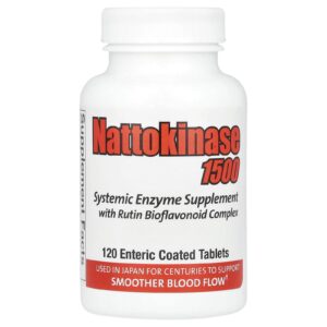Naturally Vitamins Nattokinase 1500 Suplemento de Enzimas Sistêmicas 120 Comprimidos com Revestimento Entérico