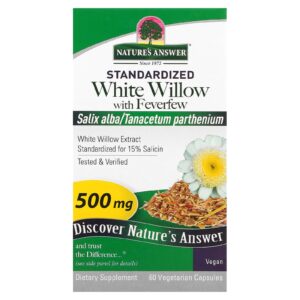 Natures Answer Salgueiro Branco com Tanaceto 500 mg 60 Cápsulas Vegetais