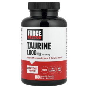 Force Factor Taurina 180 Cápsulas Vegetais (500 mg por Cápsula)
