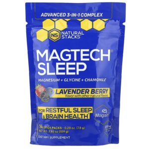 Natural Stacks Magtech® Sleep Fruto Silvestre Lavanda 14 Embalagens 78 g (028 oz) Cada