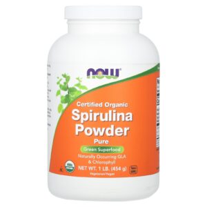 NOW Foods Espirulina em pó orgânica certificada 454 g (1 lb)