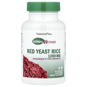 NaturesPlus Herbal Actives Levedura de Arroz Vermelho 60 Cápsulas (600 mg por Cápsula)